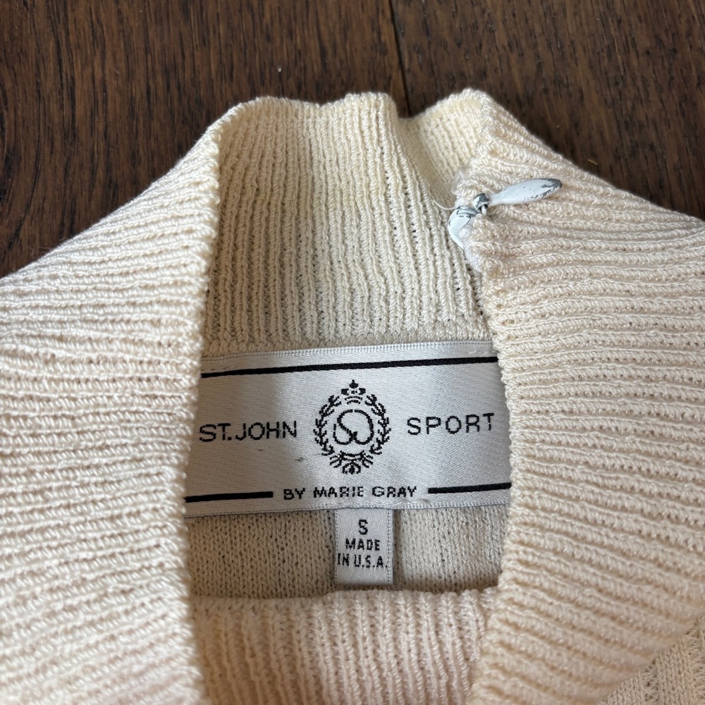 Vintage St John Sport Wool Blend Mock Neck Sweater Striped, Size Small - Picture 6 of 13